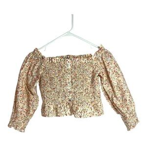 Zara Ruched Floral Crop Top Size Large